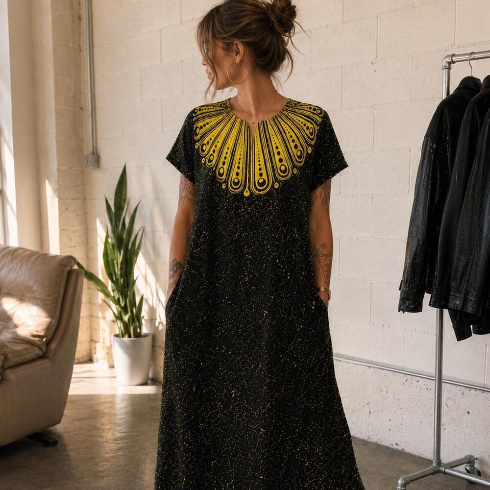 Handmade Wearable Art Maxi Dress African Print One of a Kind